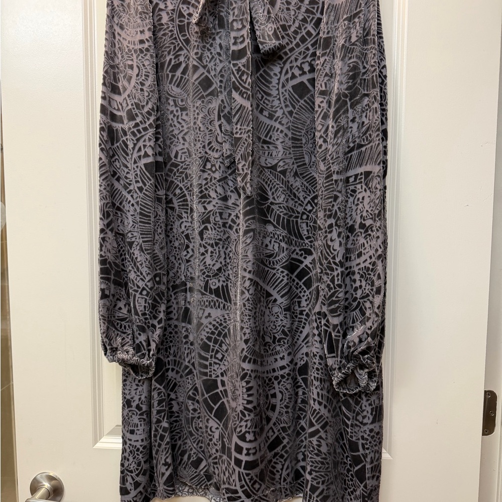 Johnny Was Gray and Black Long Sleeve Dress